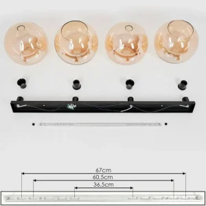 hofstein Plafonnier Verre 25 cm Koyoto Ambre, 4 lumières* Lampes En Verre