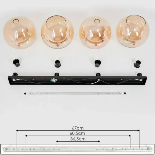 hofstein Plafonnier Verre 25 cm Koyoto Ambre, 4 lumières* Lampes En Verre