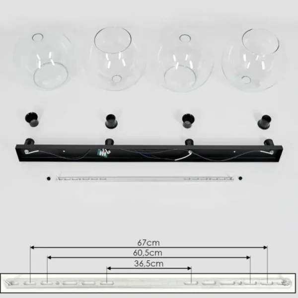 hofstein Plafonnier Verre 25 cm Koyoto Clair, 4 lumières* Lampes En Verre