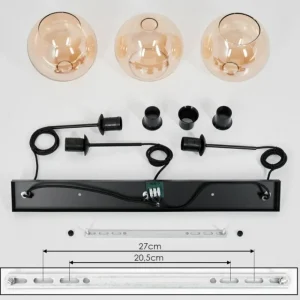 hofstein Plafonnier Verre 20 cm Koyoto Ambre, 3 lumières* Lampes En Verre