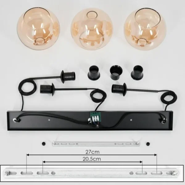 hofstein Plafonnier Verre 20 cm Koyoto Ambre, 3 lumières* Lampes En Verre