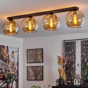 hofstein Plafonnier Verre 25 cm Koyoto Ambre, 4 lumières* Lampes En Verre