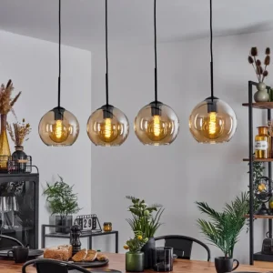hofstein Plafonnier Verre 20 cm Koyoto Ambre, 4 lumières* Lampes En Verre