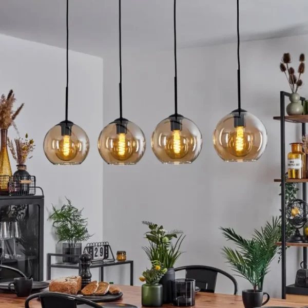hofstein Plafonnier Verre 20 cm Koyoto Ambre, 4 lumières* Lampes En Verre
