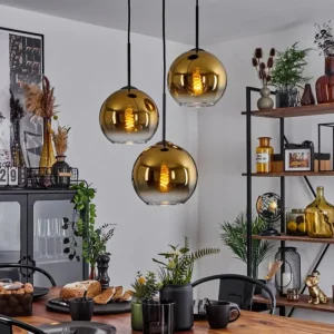 hofstein Plafonnier Verre 20 cm Koyoto Or, Clair, 3 lumières* Lampes En Verre