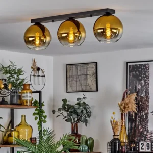 hofstein Plafonnier Verre 20 cm Koyoto Or, Clair, 3 lumières* Lampes En Verre