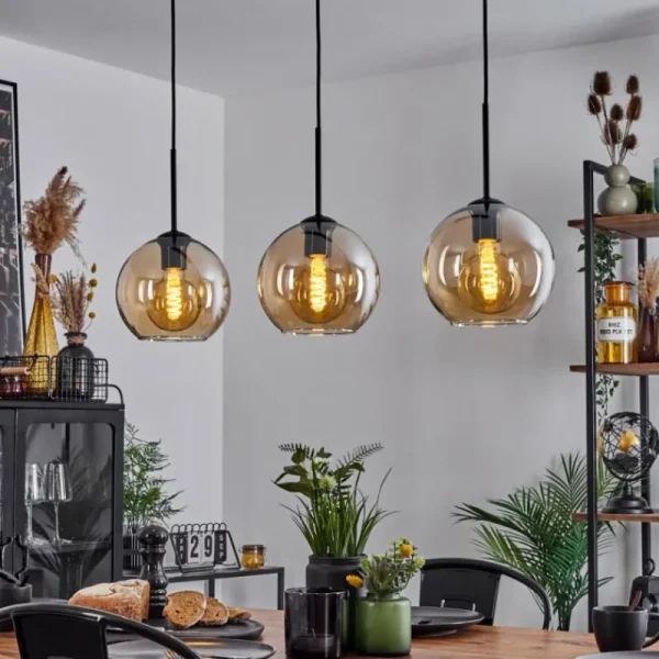 hofstein Plafonnier Verre 20 cm Koyoto Ambre, 3 lumières* Lampes En Verre