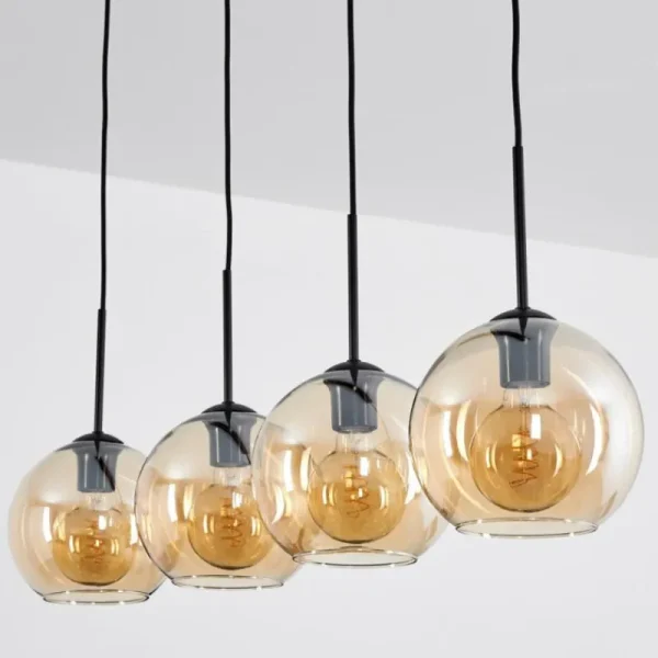 hofstein Plafonnier Verre 20 cm Koyoto Ambre, 4 lumières* Lampes En Verre