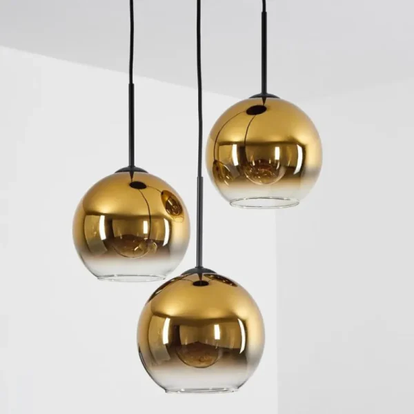 hofstein Plafonnier Verre 20 cm Koyoto Or, Clair, 3 lumières* Lampes En Verre