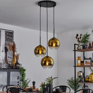 hofstein Plafonnier Verre 20 cm Koyoto Or, Clair, 3 lumières* Lampes En Verre