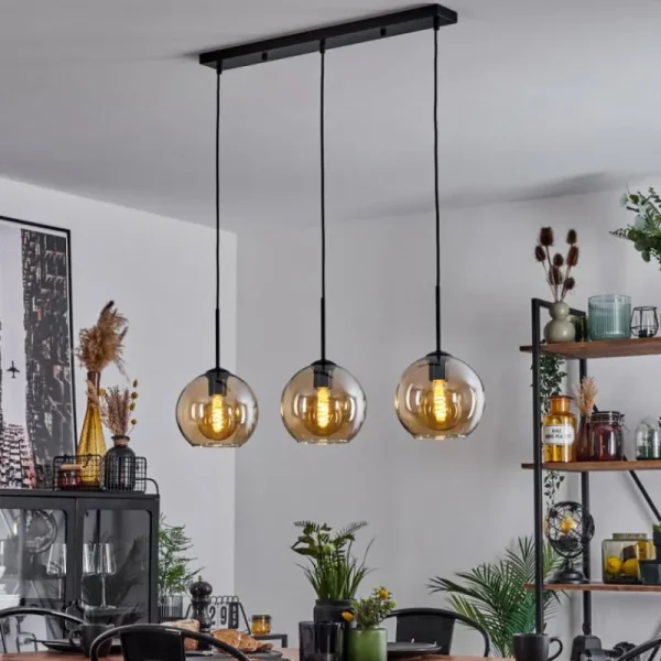 hofstein Plafonnier Verre 20 cm Koyoto Ambre, 3 lumières* Lampes En Verre