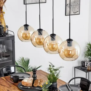 hofstein Plafonnier Verre 20 cm Koyoto Ambre, 4 lumières* Lampes En Verre
