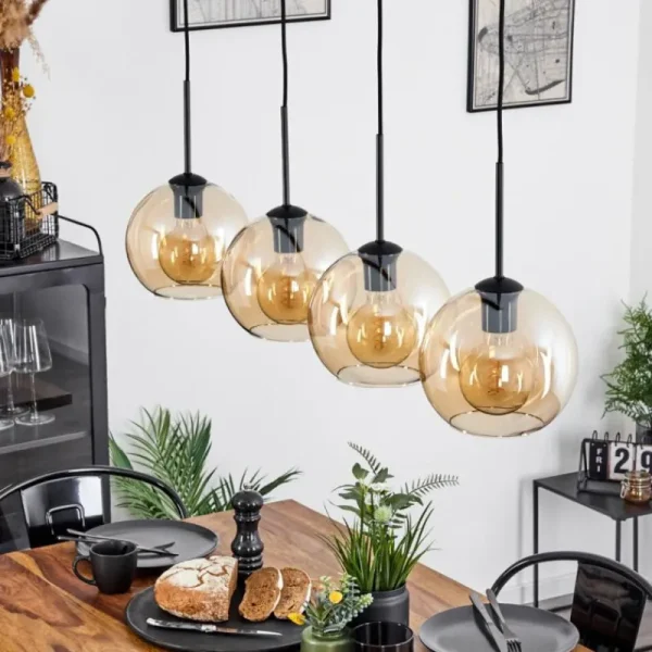 hofstein Plafonnier Verre 20 cm Koyoto Ambre, 4 lumières* Lampes En Verre