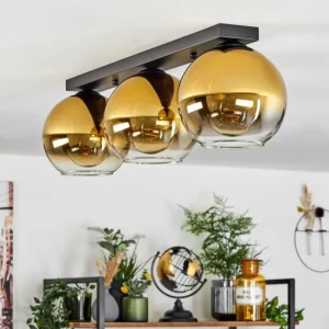 hofstein Plafonnier Verre 20 cm Koyoto Or, Clair, 3 lumières* Lampes En Verre