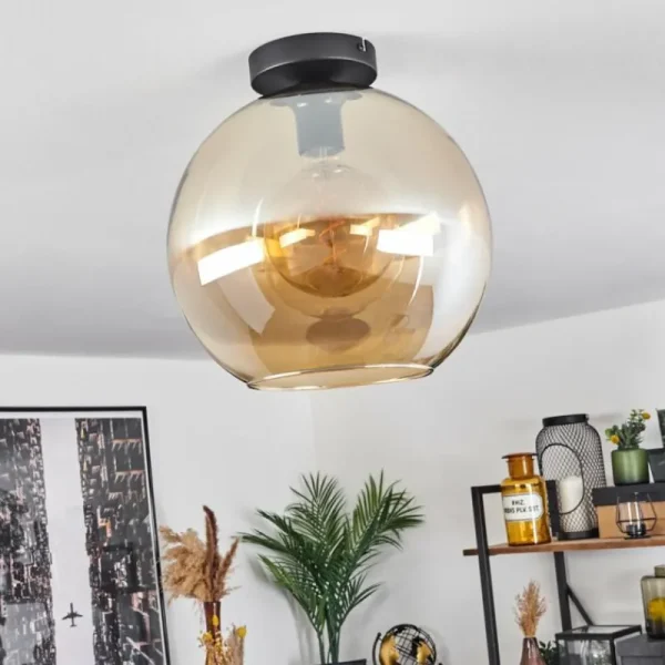 hofstein Plafonnier Verre 30 cm Koyoto Ambre, 1 lumière* Lampes En Verre