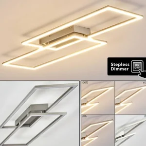hofstein Plafonnier Veyrier LED Acier brossé, 2 lumières* Lampes Modernes