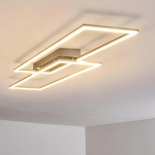 hofstein Plafonnier Veyrier LED Acier brossé, 2 lumières* Lampes Modernes