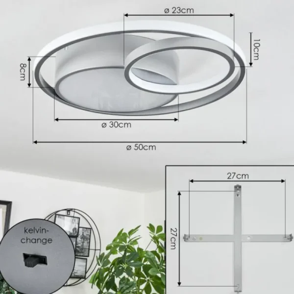 hofstein Plafonnier Vignier LED Titane, 1 lumière* Lampes Modernes