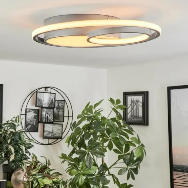 hofstein Plafonnier Vignier LED Titane, 1 lumière* Lampes Modernes