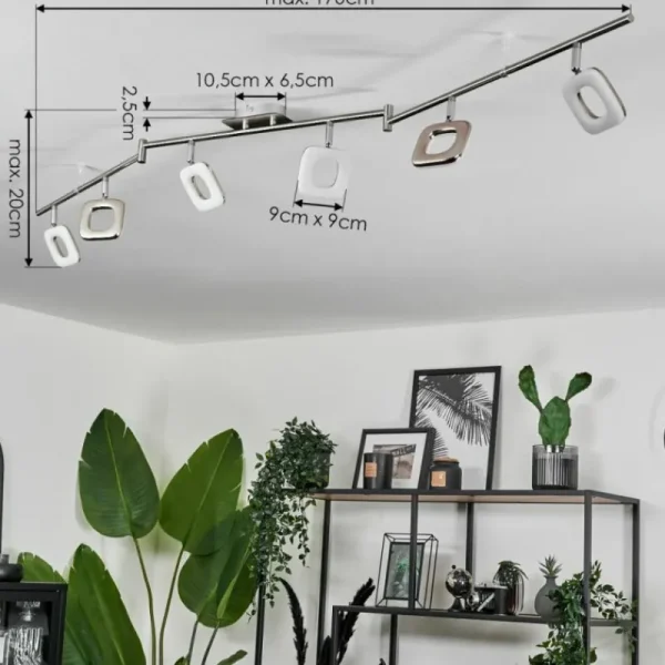 hofstein Plafonnier Villenauxe LED Nickel mat, 6 lumières* Lampes Modernes