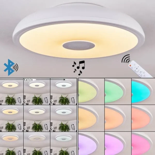 hofstein Plafonnier Vully Blanc, 1 lumière, Changeur de couleurs* Lampes Modernes