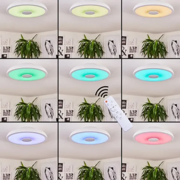 hofstein Plafonnier Vully Blanc, 1 lumière, Changeur de couleurs* Lampes Modernes