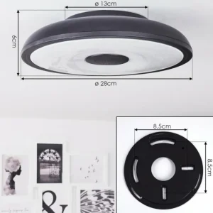 hofstein Plafonnier Vully LED Noir, 1 lumière, Télécommandes, Changeur de couleurs* Lampes Modernes