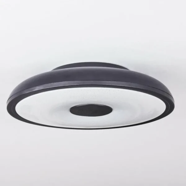 hofstein Plafonnier Vully LED Noir, 1 lumière, Télécommandes, Changeur de couleurs* Lampes Modernes