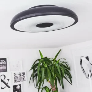 hofstein Plafonnier Vully LED Noir, 1 lumière, Télécommandes, Changeur de couleurs* Lampes Modernes