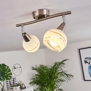 hofstein Plafonnier Warga LED Nickel mat, 2 lumières* Lampes En Verre