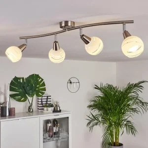 hofstein Plafonnier Warga LED Nickel mat, 4 lumières* Lampes En Verre