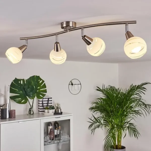 hofstein Plafonnier Warga LED Nickel mat, 4 lumières* Lampes En Verre
