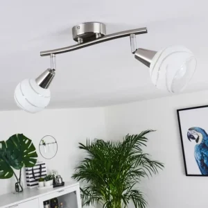 hofstein Plafonnier Warga LED Nickel mat, 2 lumières* Lampes En Verre