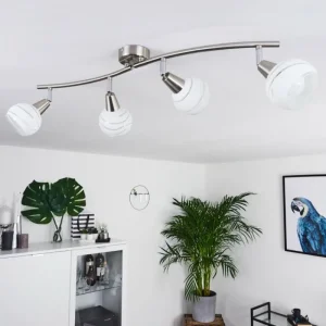 hofstein Plafonnier Warga LED Nickel mat, 4 lumières* Lampes En Verre