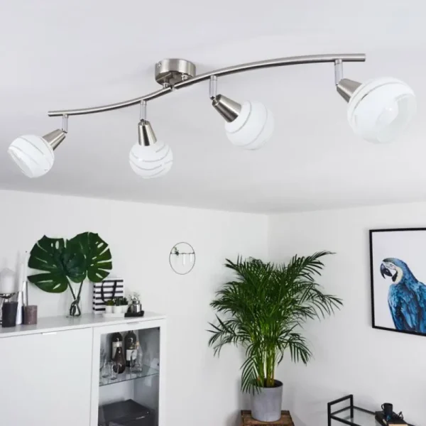 hofstein Plafonnier Warga LED Nickel mat, 4 lumières* Lampes En Verre