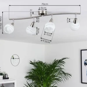 hofstein Plafonnier Warga LED Nickel mat, 4 lumières* Lampes En Verre