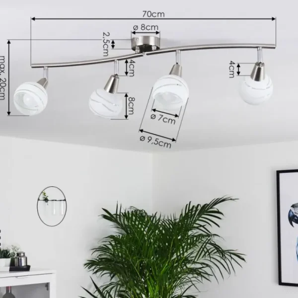 hofstein Plafonnier Warga LED Nickel mat, 4 lumières* Lampes En Verre