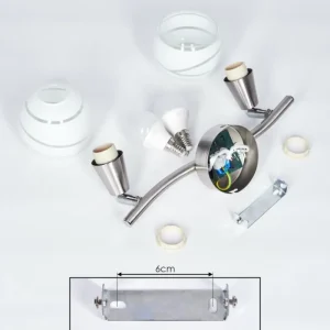 hofstein Plafonnier Warga LED Nickel mat, 2 lumières* Lampes En Verre