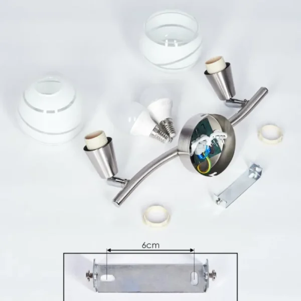 hofstein Plafonnier Warga LED Nickel mat, 2 lumières* Lampes En Verre