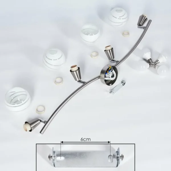 hofstein Plafonnier Warga LED Nickel mat, 4 lumières* Lampes En Verre