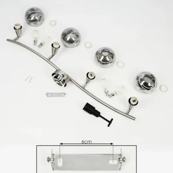 hofstein Plafonnier Warga LED Nickel mat, 4 lumières* Lampes En Verre
