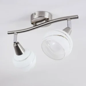 hofstein Plafonnier Warga LED Nickel mat, 2 lumières* Lampes En Verre