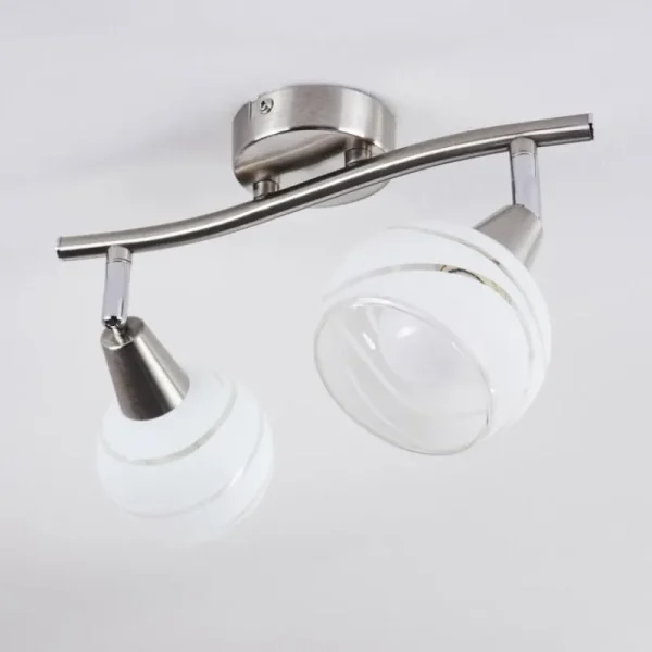 hofstein Plafonnier Warga LED Nickel mat, 2 lumières* Lampes En Verre