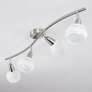 hofstein Plafonnier Warga LED Nickel mat, 4 lumières* Lampes En Verre