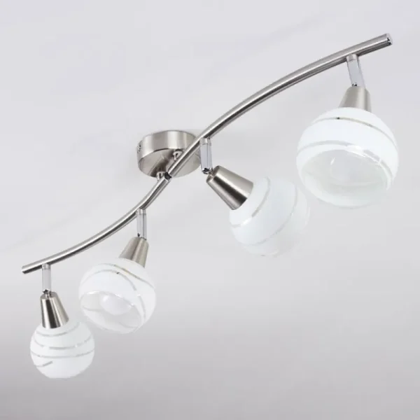 hofstein Plafonnier Warga LED Nickel mat, 4 lumières* Lampes En Verre