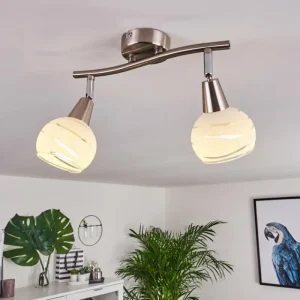 hofstein Plafonnier Warga LED Nickel mat, 2 lumières* Lampes En Verre