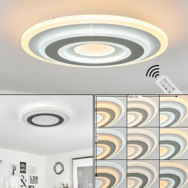 hofstein Plafonnier Wawo LED Blanc, 1 lumière, Télécommandes* Lampes Modernes
