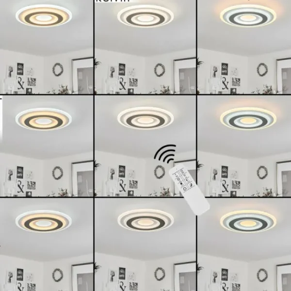 hofstein Plafonnier Wawo LED Blanc, 1 lumière, Télécommandes* Lampes Modernes