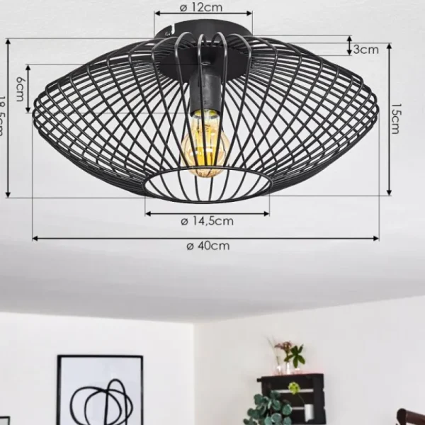 hofstein Plafonnier Wemude Noir, 1 lumière* Lampes Modernes