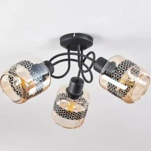 hofstein Plafonnier Wigan Noir, 3 lumières* Lampes En Verre